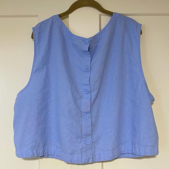 A New Day™ Linen Tank Top - Sleeveless Button Back - Womens Plus Size 3X Blue - Picture 5 of 8